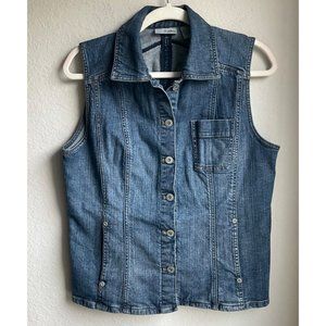 Vtg Chico's Platinum Sz.8/10 Denim Jean Vest Stre… - image 1